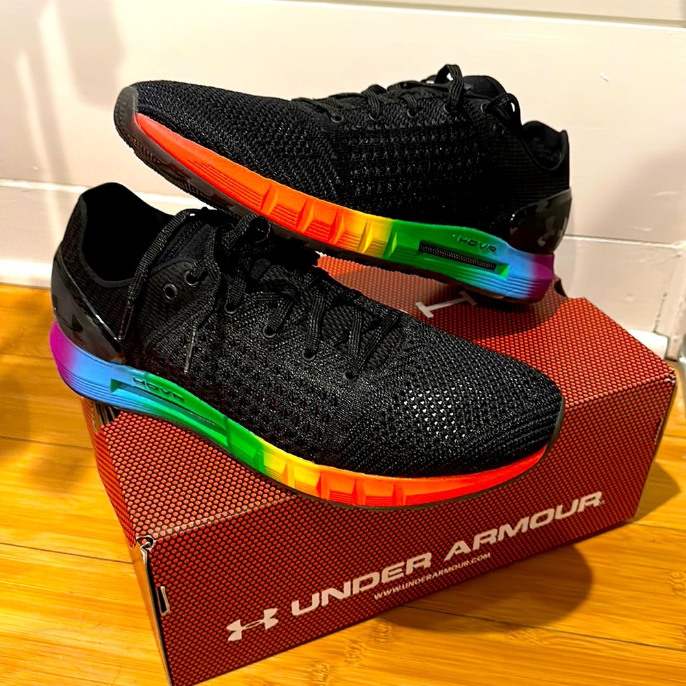 Under Armour athletic sneakers, rainbow/pride women’s 12, new/never worn